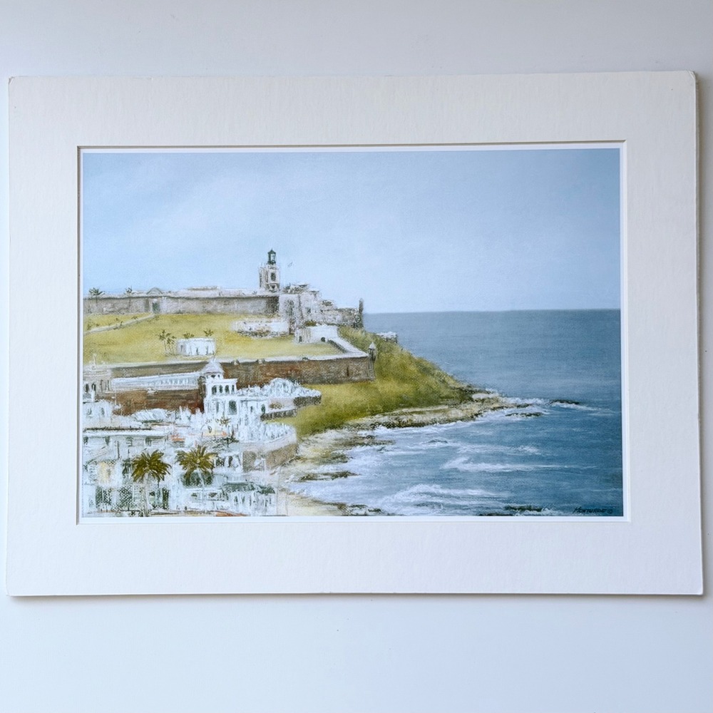 Monturano El Morro Puerto Rico Art Print 12x16 Blue‎ Coastal Landscape Art